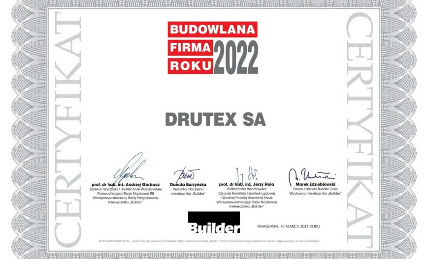 DRUTEX "Budowlaną Firmą Roku", Kamila Gierszewska "Osobowością Branży"